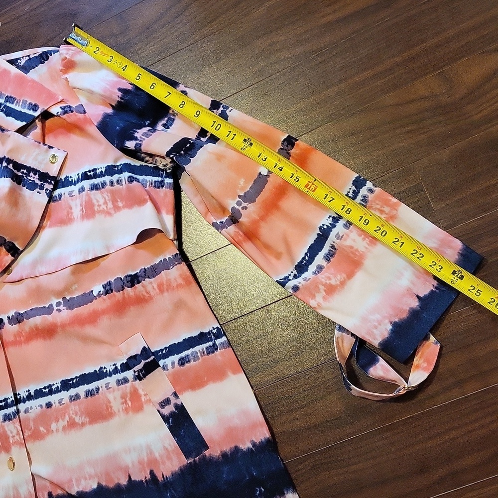 H Halston Printed Trench Coat Jacket Lava Blossom Size XXL - Picture 15 of 15